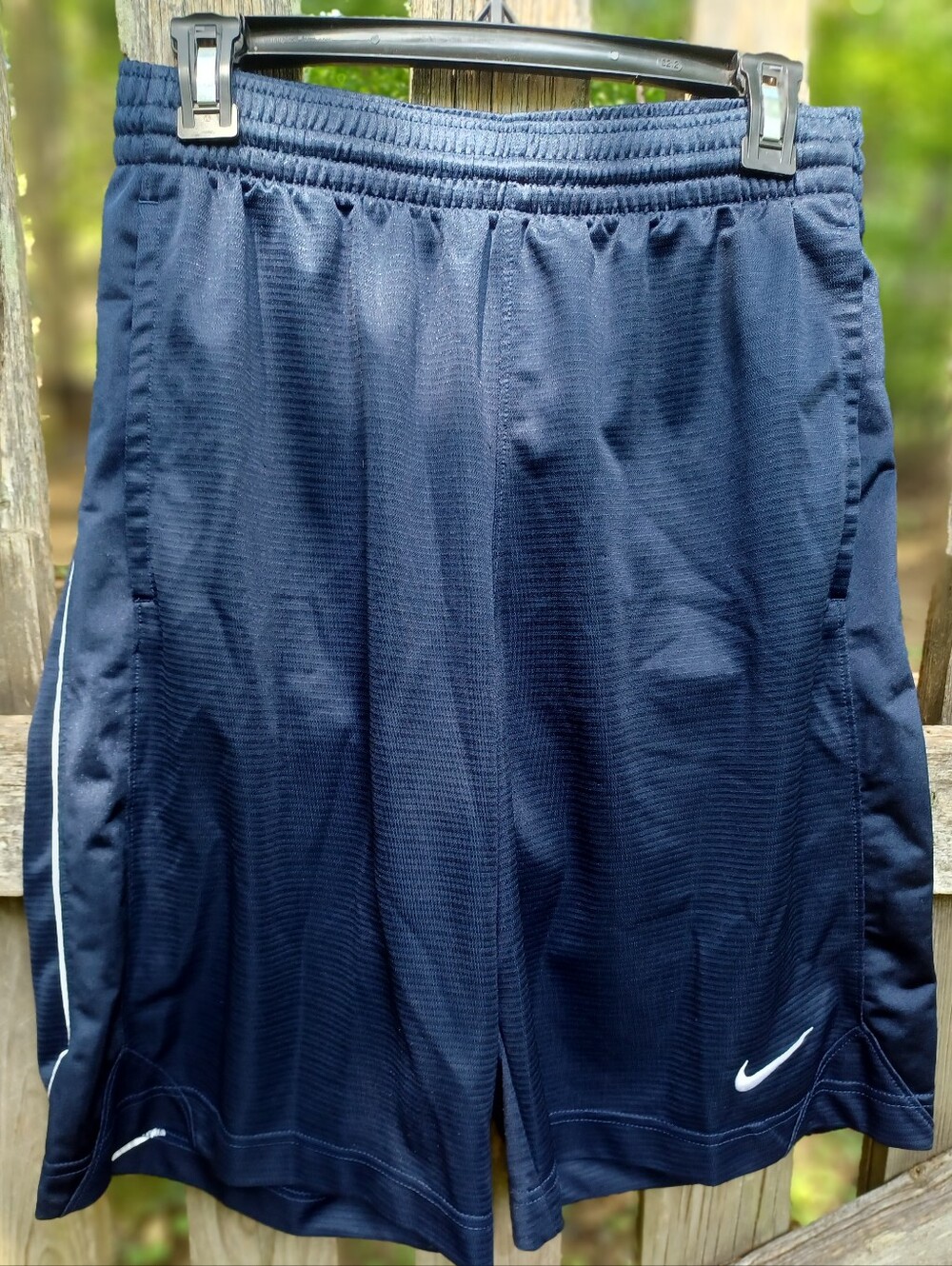 Nike Men's Dark Navy Athletic Layup Shorts with White Swoosh
